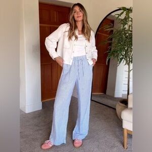 PK Elliot Blue Striped Cotton Casual Pants M Short